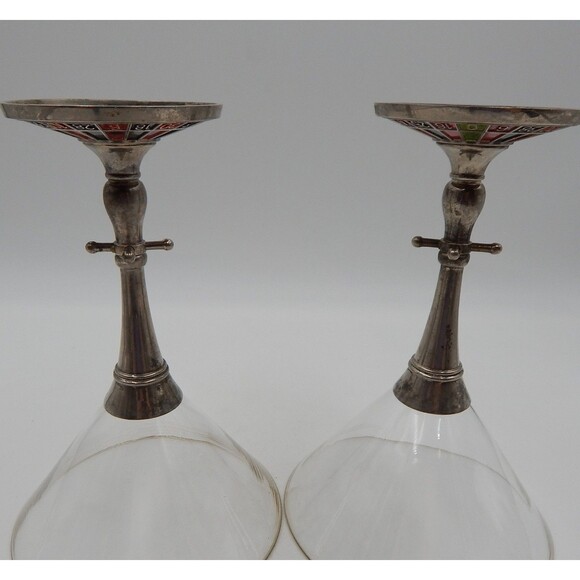 Roulette Wheel Martini Glassware Glasses Pair Godinger Silver Art Company - Picture 13 of 14
